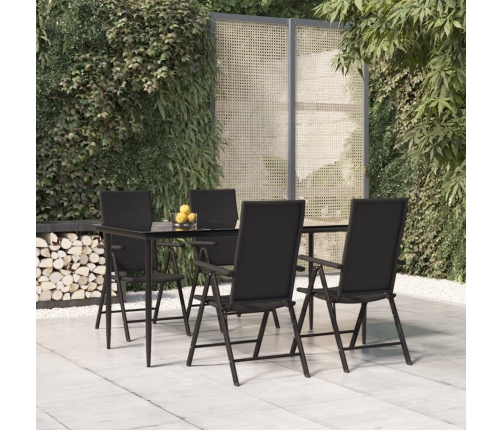 Juego de comedor de jardín 5 piezas ratán sintético negro