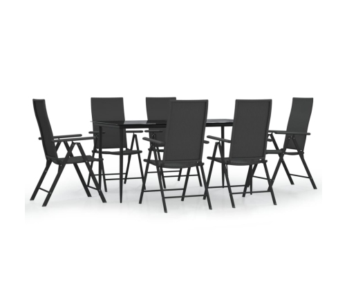 Juego de comedor de jardín 7 piezas ratán sintético negro