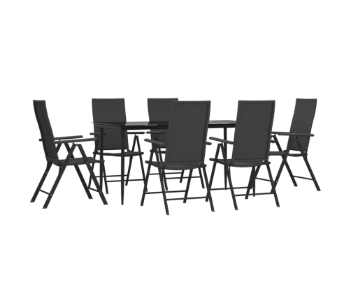 Juego de comedor de jardín 7 piezas ratán sintético negro