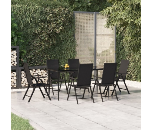 Juego de comedor de jardín 7 piezas ratán sintético negro