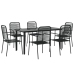 Juego de comedor jardín 7 pzas acero y cuerda de algodón negro