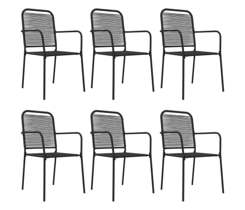 Juego de comedor jardín 7 pzas acero y cuerda de algodón negro