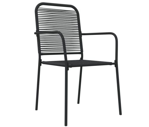 Juego de comedor jardín 7 pzas acero y cuerda de algodón negro