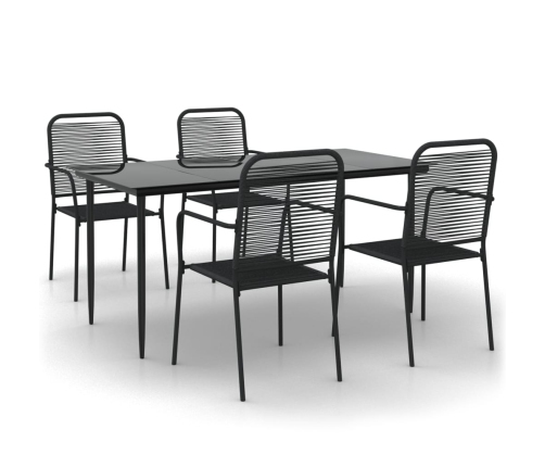 Juego de comedor jardín 5 pzas acero y cuerda de algodón negro