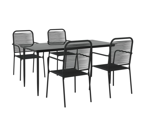Juego de comedor jardín 5 pzas acero y cuerda de algodón negro