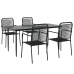 Juego de comedor jardín 5 pzas acero y cuerda de algodón negro