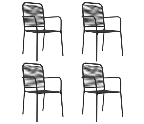 Juego de comedor jardín 5 pzas acero y cuerda de algodón negro