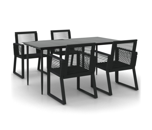 Juego de comedor de jardín 5 piezas ratán PVC negro