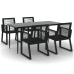 Juego de comedor de jardín 5 piezas ratán PVC negro