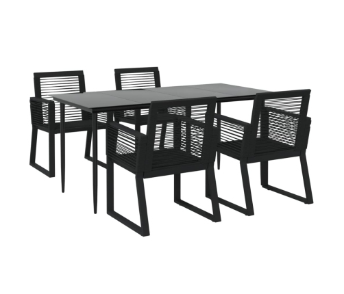 Juego de comedor de jardín 5 piezas ratán PVC negro
