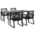 Juego de comedor de jardín 5 piezas ratán PVC negro