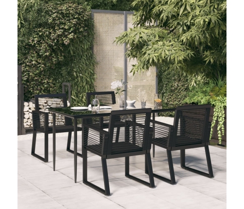 Juego de comedor de jardín 5 piezas ratán PVC negro