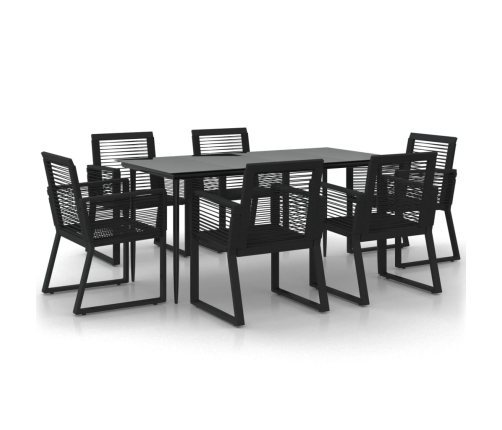 Juego de comedor para jardín 7 piezas ratán PVC negro