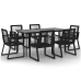 Juego de comedor para jardín 7 piezas ratán PVC negro