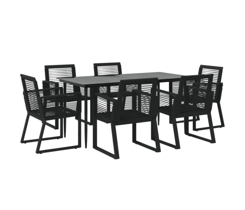 Juego de comedor para jardín 7 piezas ratán PVC negro