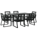 Juego de comedor para jardín 7 piezas ratán PVC negro