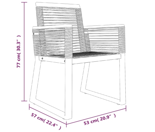 Juego de comedor para jardín 7 piezas ratán PVC negro