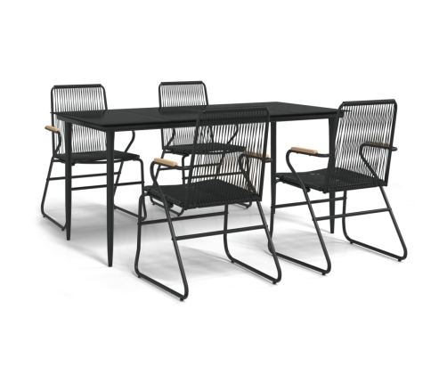 Juego de comedor de jardín 5 piezas ratán PVC negro