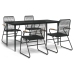 Juego de comedor de jardín 5 piezas ratán PVC negro