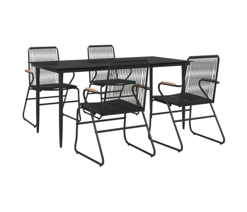 Juego de comedor de jardín 5 piezas ratán PVC negro