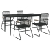 Juego de comedor de jardín 5 piezas ratán PVC negro