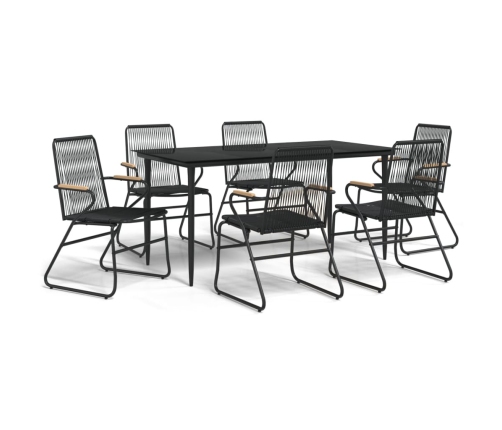 Juego de comedor para jardín 7 piezas ratán PVC negro