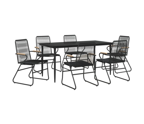 Juego de comedor para jardín 7 piezas ratán PVC negro