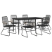 Juego de comedor para jardín 7 piezas ratán PVC negro