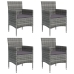 Juego de comedor para jardín 5 piezas con cojines gris y negro