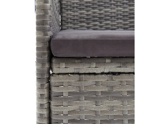 Juego de comedor para jardín 5 piezas con cojines gris y negro