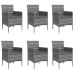 Juego de comedor de jardín 7 piezas con cojines gris y negro