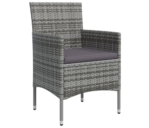 Juego de comedor de jardín 7 piezas con cojines gris y negro