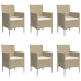 Juego de comedor de jardín 7 piezas con cojines beige y negro