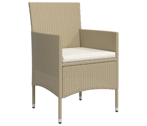 Juego de comedor de jardín 7 piezas con cojines beige y negro