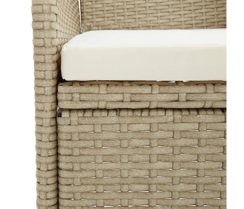 Juego de comedor de jardín 7 piezas con cojines beige y negro
