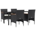 Juego de comedor de jardín 5 piezas con cojines negro
