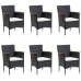 Juego de comedor de jardín 7 piezas con cojines negro
