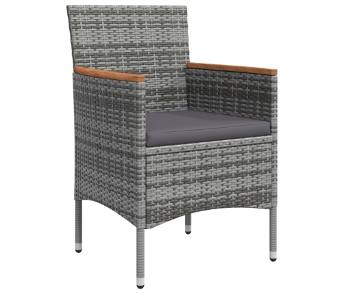 Juego de comedor para jardín 5 piezas con cojines gris y negro