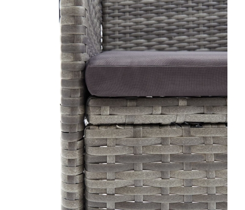 Juego de comedor para jardín 5 piezas con cojines gris y negro