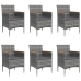 Juego de comedor de jardín 7 piezas con cojines gris y negro