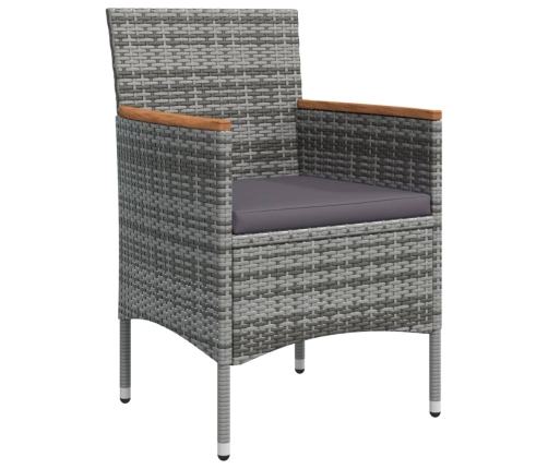 Juego de comedor de jardín 7 piezas con cojines gris y negro