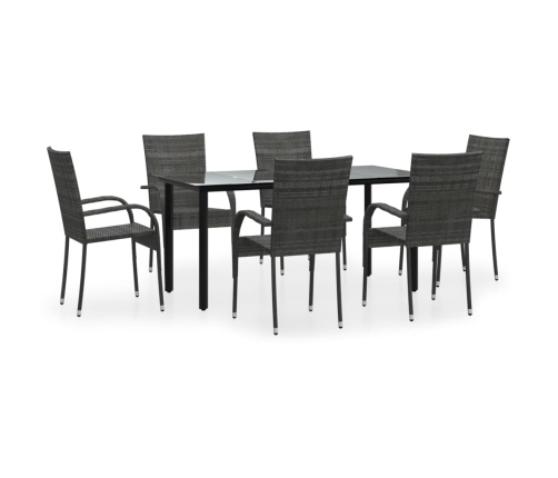Juego de comedor de jardín 7 piezas ratán sintético gris