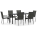 Juego de comedor de jardín 7 piezas ratán sintético gris