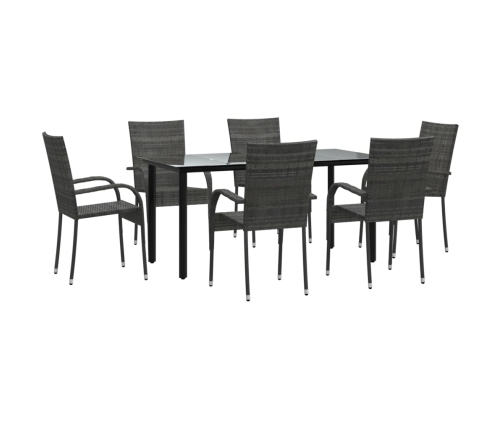 Juego de comedor de jardín 7 piezas ratán sintético gris