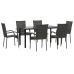 Juego de comedor de jardín 7 piezas ratán sintético gris