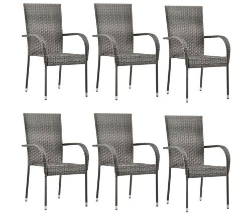 Juego de comedor de jardín 7 piezas ratán sintético gris
