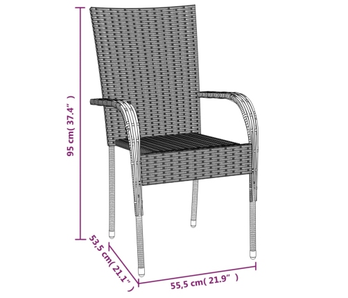 Juego de comedor de jardín 7 piezas ratán sintético gris