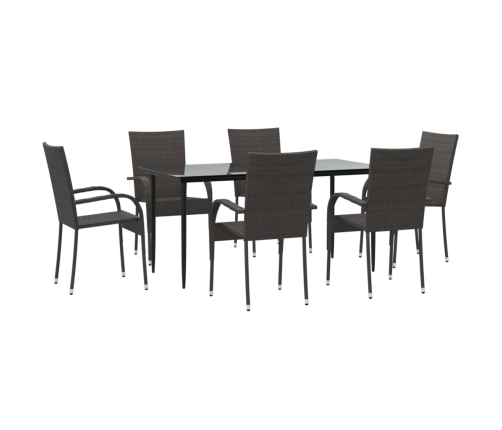 Juego de comedor de jardín 7 piezas ratán sintético marrón