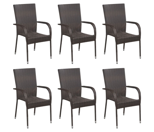 Juego de comedor de jardín 7 piezas ratán sintético marrón