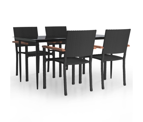 Juego de comedor de jardín 5 piezas ratán sintético negro